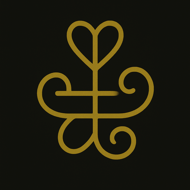 a sigil of a heart and swirls