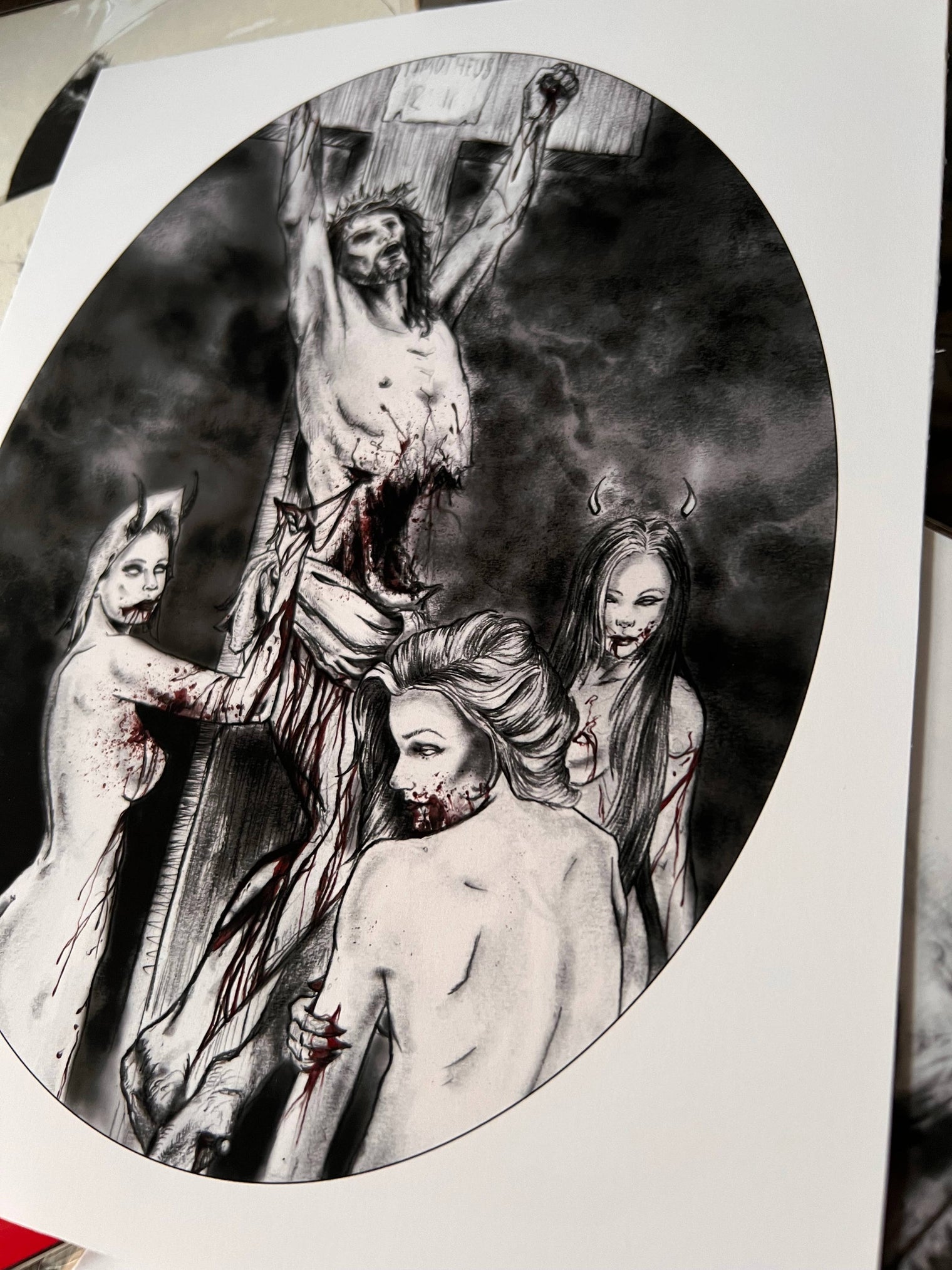 Christ on Cross-Dark Art Print-Occult-Satanic Decor
