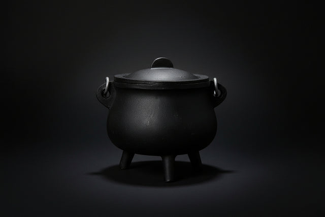 6 inch cast iron cauldron black ritual vessel for witchcraft and pagan rituals
