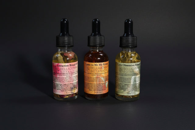 Irresistible Pull Set with three ritual oil bottles for attraction, love, and connection-focused ritual work.
