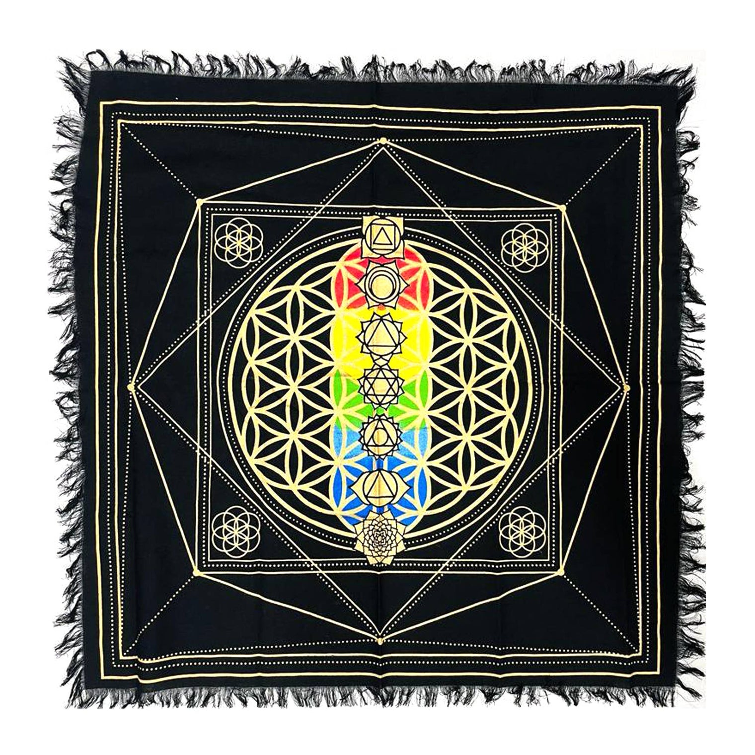 Altar Cloth - Chakra Flower of Life (24 x 24 in.)