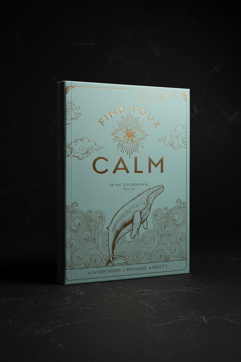 Find Your Calm: A Workbook to Manage Anxiety by Dr. Jaime Zuckerman pink paperback book cover
