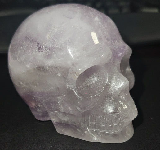 Exact Amethyst Crystal Skull, three-quarter view