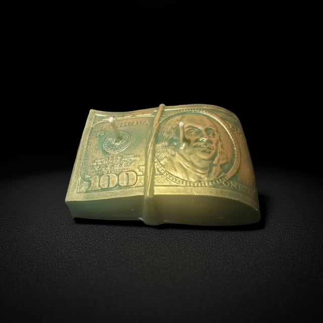 Benjamin Cashmoney Candle – 4 x 6 inch ritual candle for attracting wealth, prosperity, and abundance, wholesale packaging