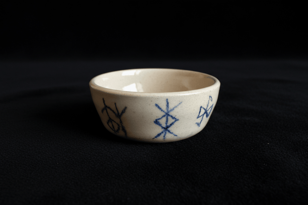 Bind rune ceramic offering bowl front view