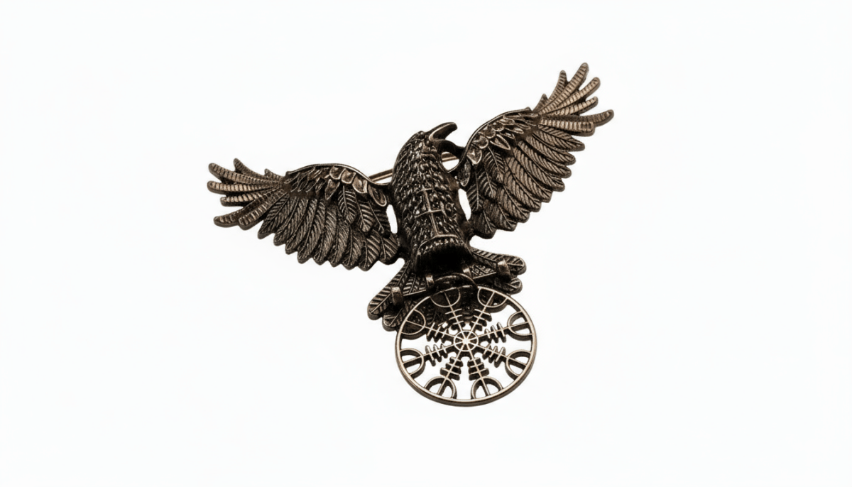 Bronze eagle emblem with outstretched wings on a white background