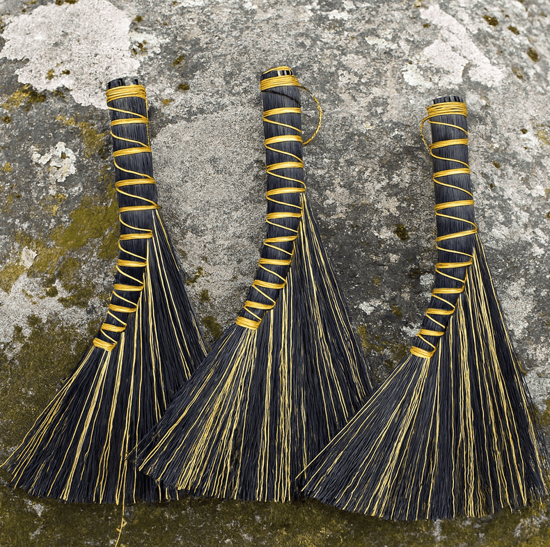 Black Streaked Hand Brooms - Made by Reflower Ritual