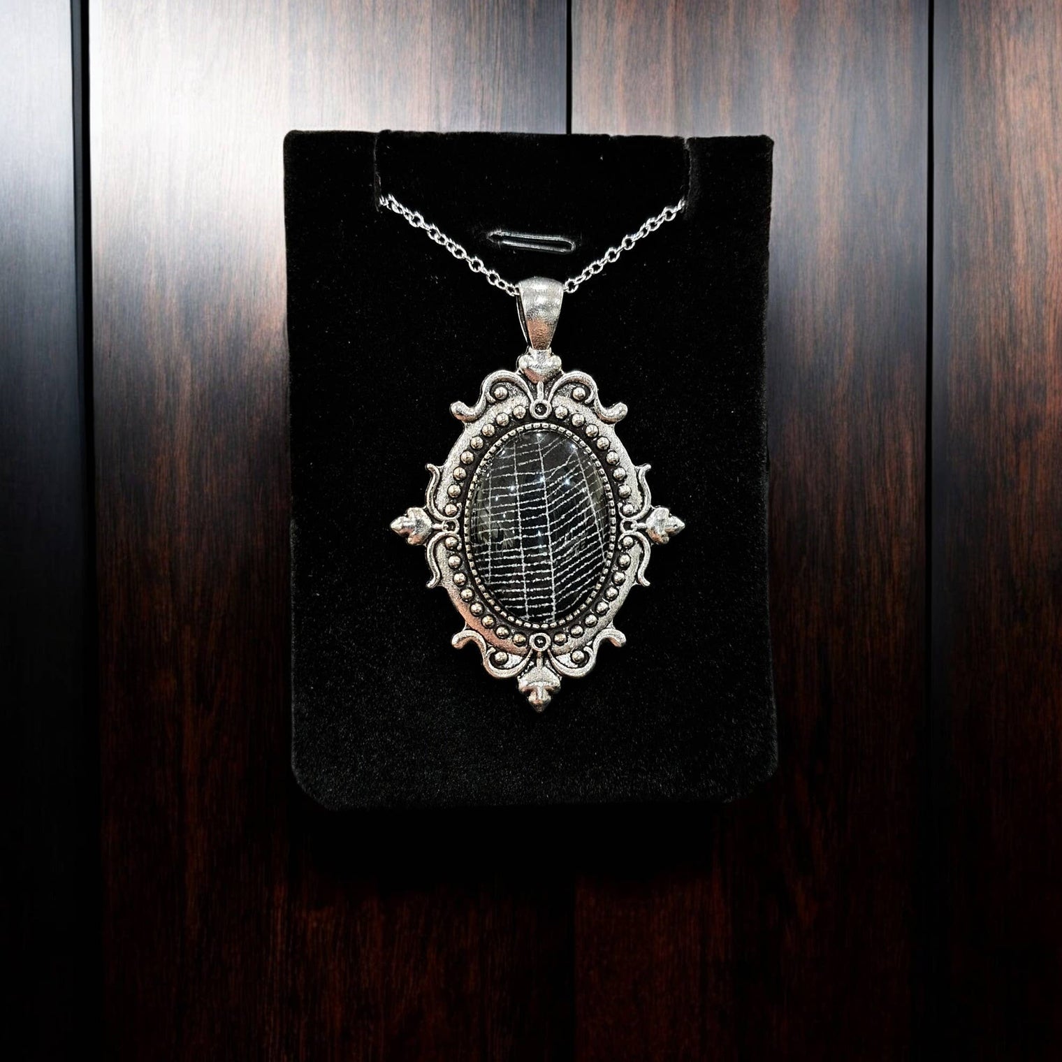 Real Spiderweb Small Silver Tone Filigree Cabochon