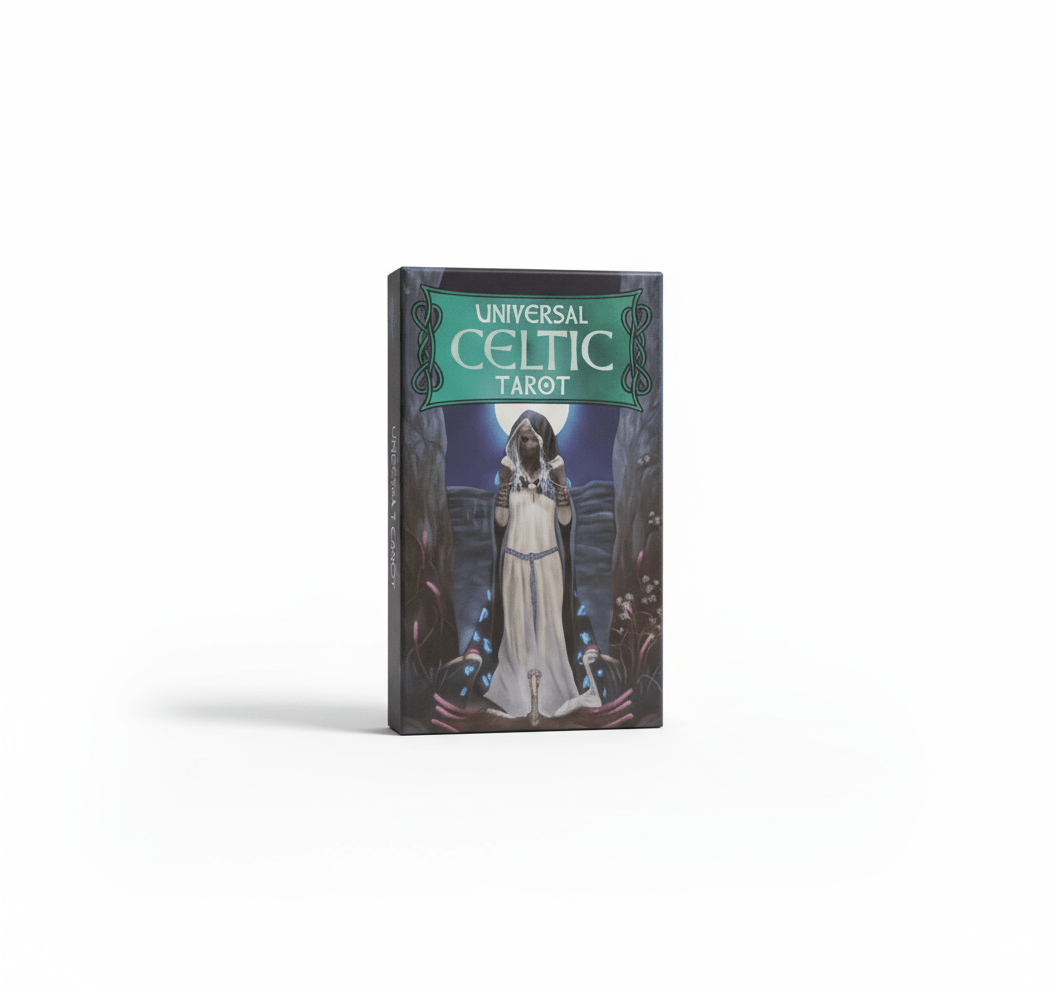 Universal Celtic Tarot card deck packaging on a white background