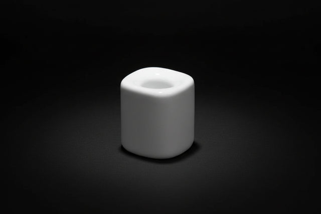 plain white chime candle holder made of ceramic