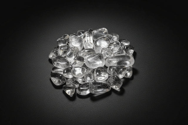 Clear glass pebbles on a white background