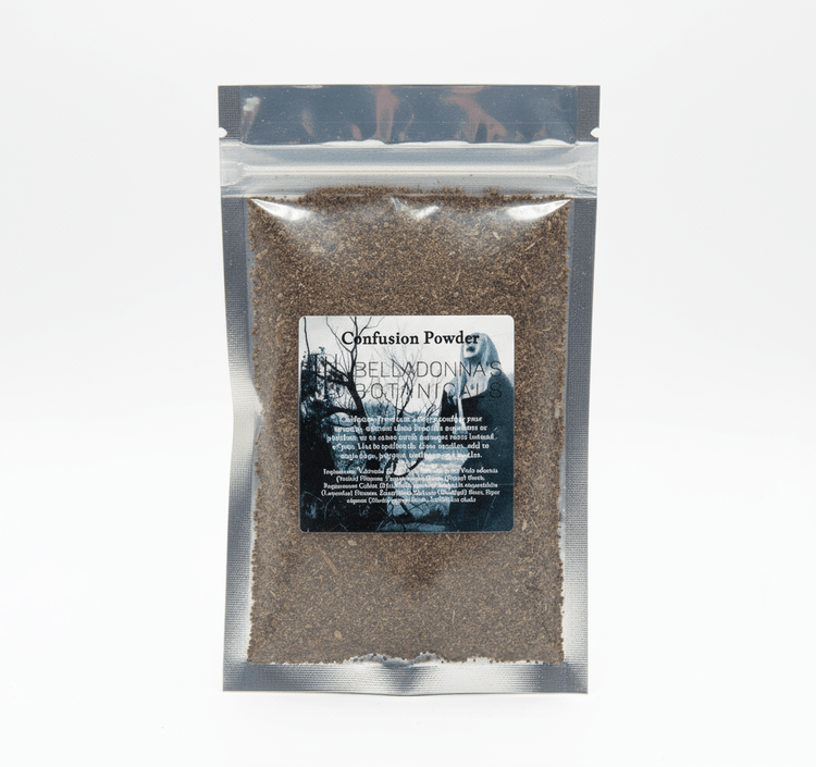 Package of 'Confusion Powder' with a label on a white background