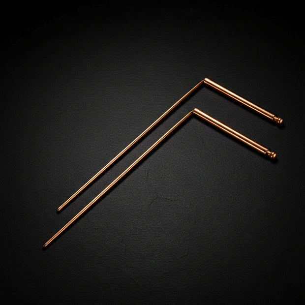 Pair of copper dowsing rods with rotating handles