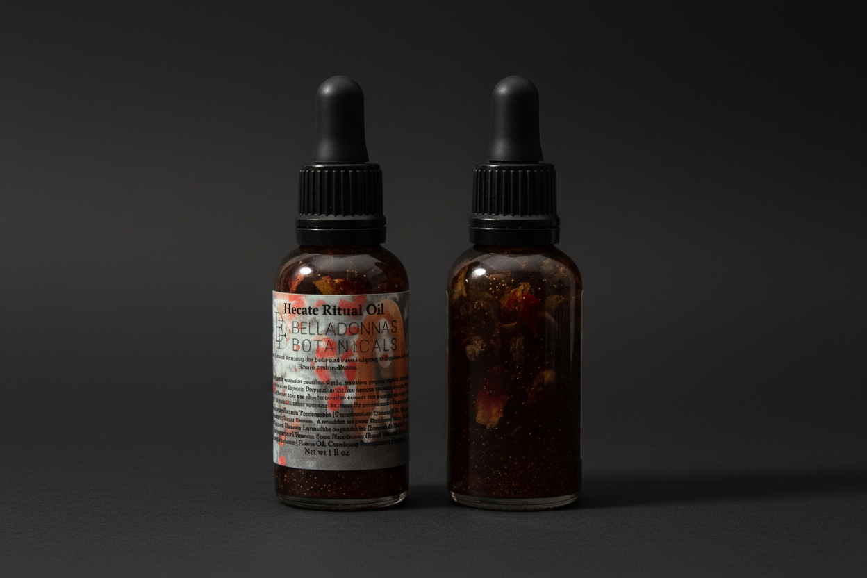 Bottle of Oil with dropper on a dark background.