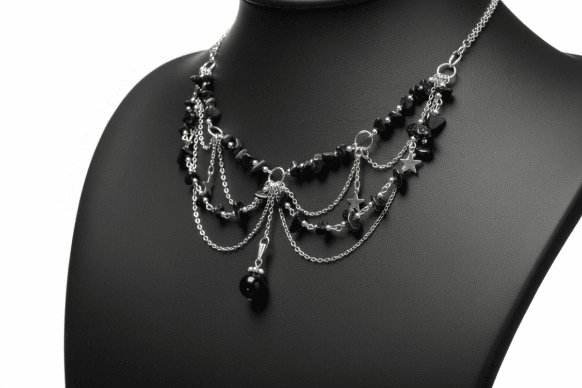 Layered Pebble & Star Necklace – Night & Earth Magic