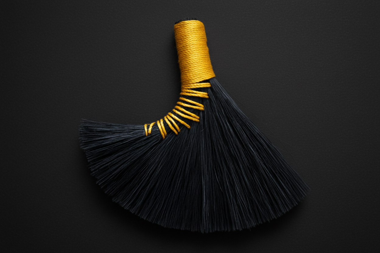 Mini Tampico altar broom with natural fiber bristles