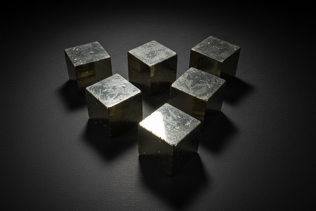 Natural brassy-gold Pyrite cube with metallic faces