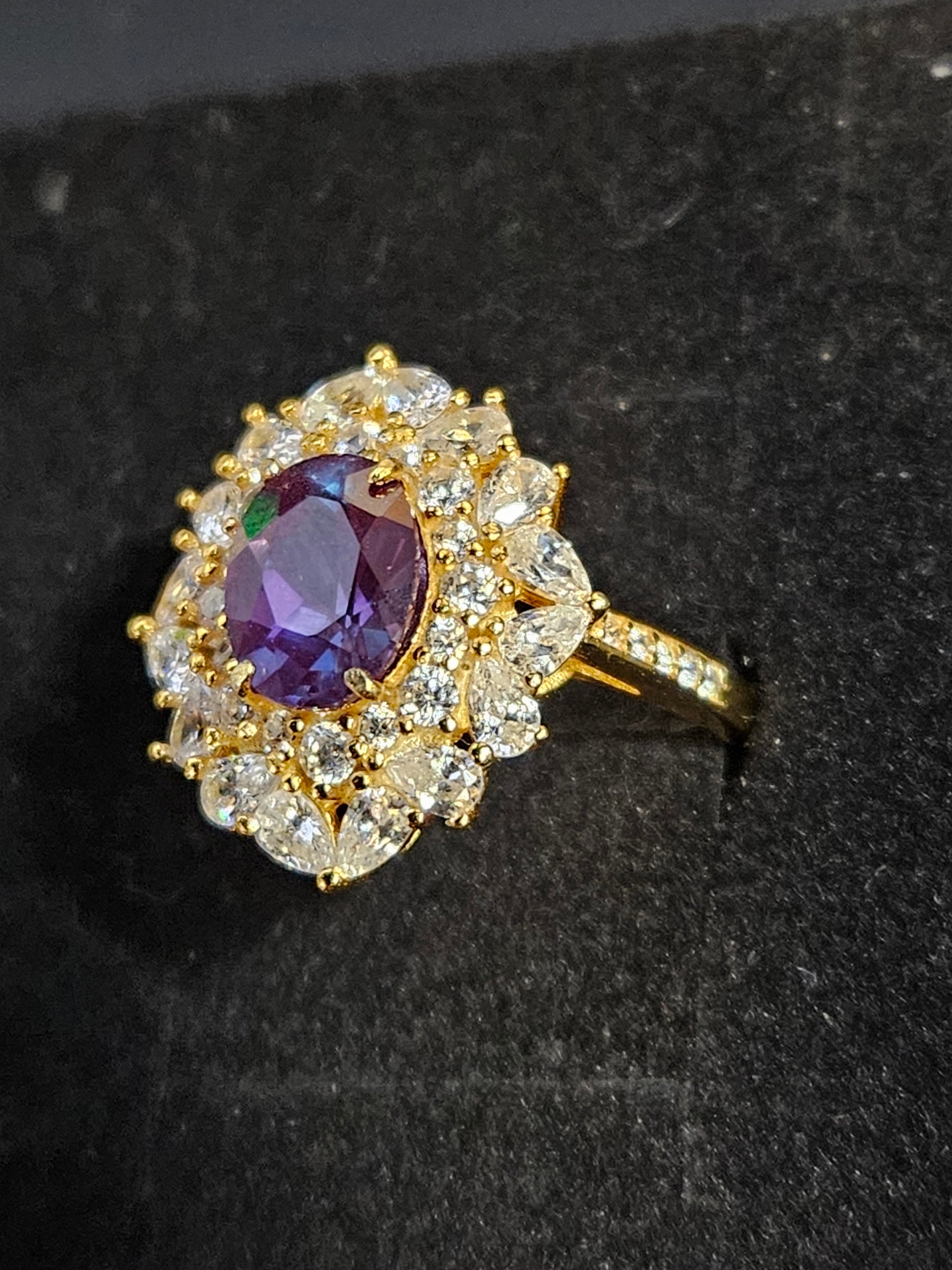 Alexandrite & Cubic Zirconia Halo Ring