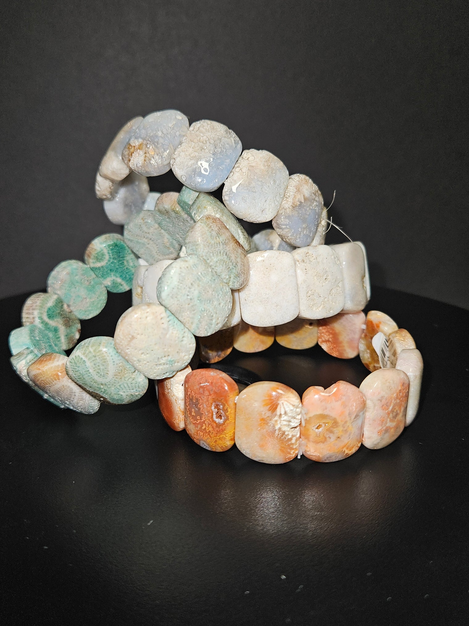 Coral Jade Bangle Bracelet