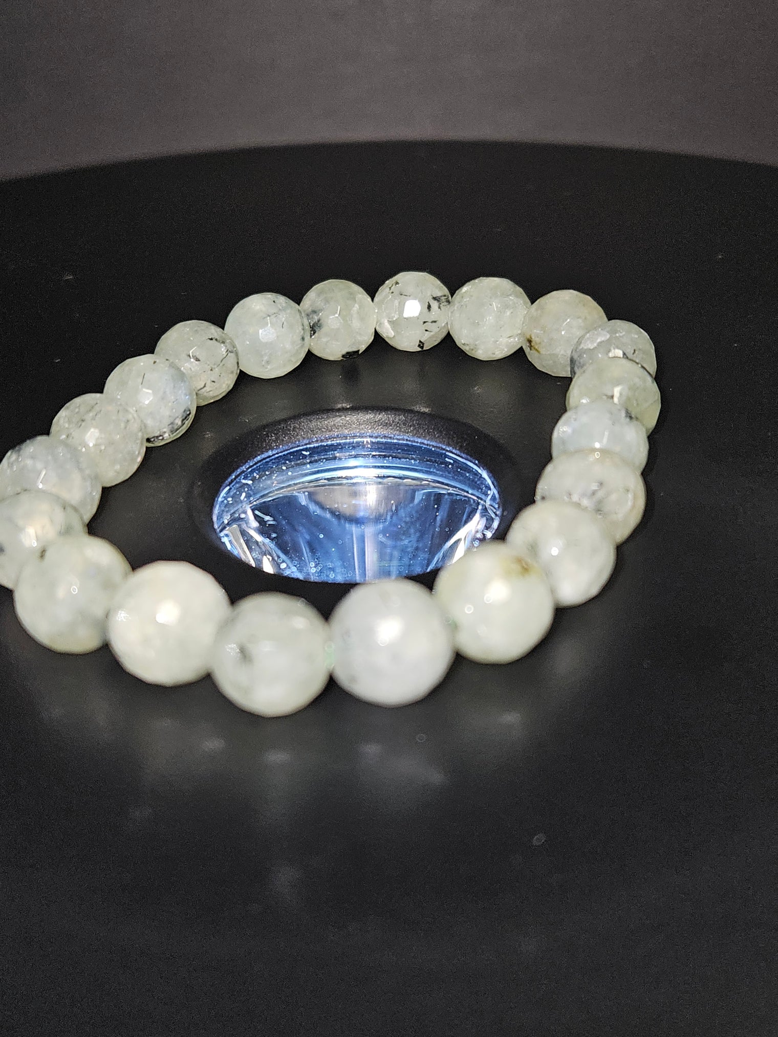 Faceted Prehnite Beaded Bracelet