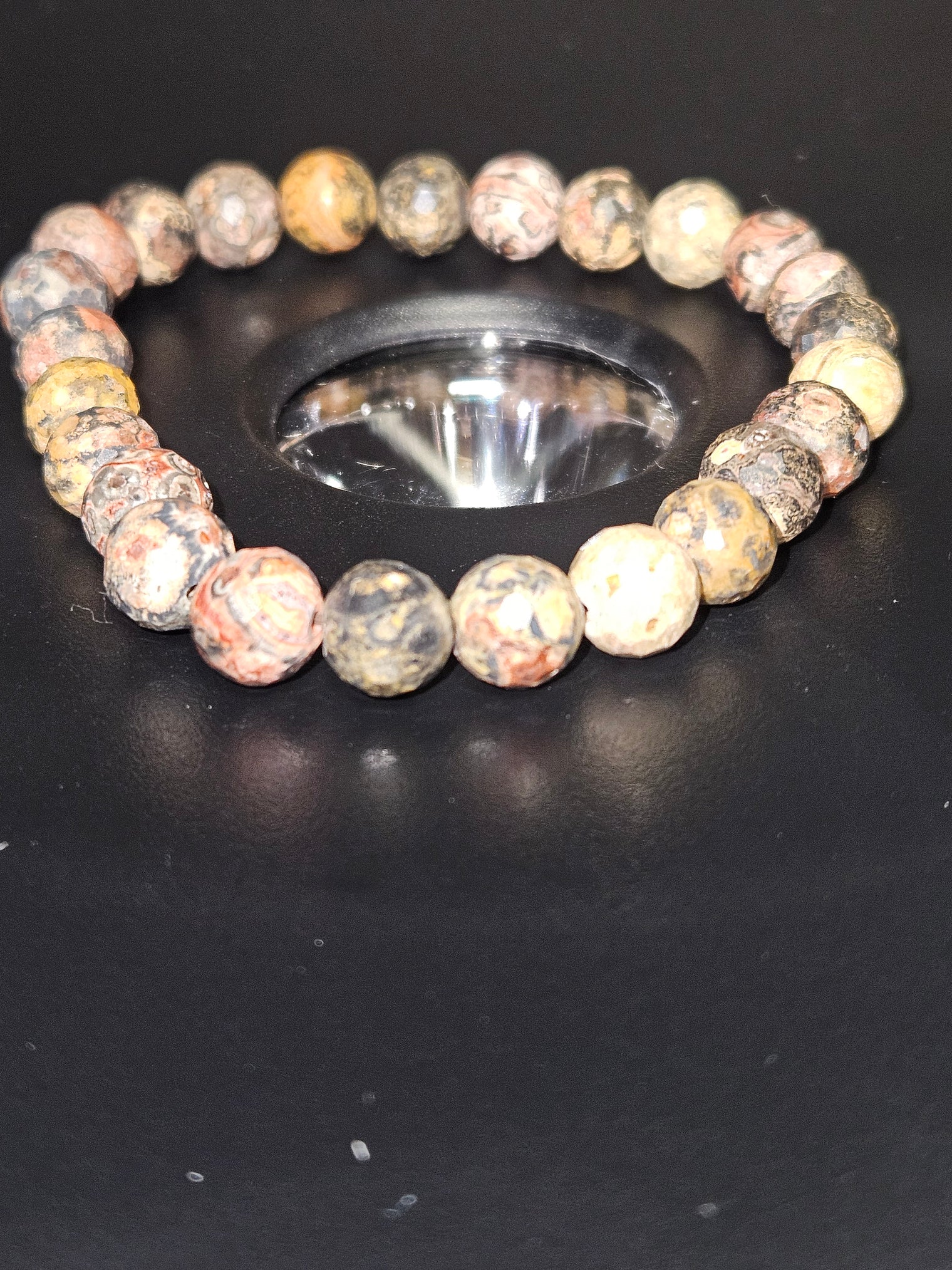Faceted Leopardite Beaded Bracelet