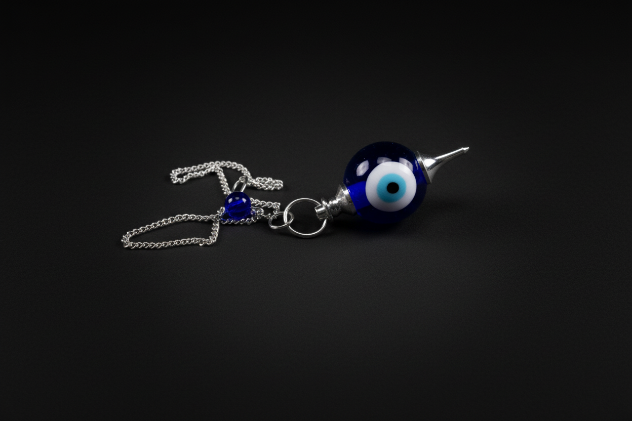 evil eye pendulum on a white background