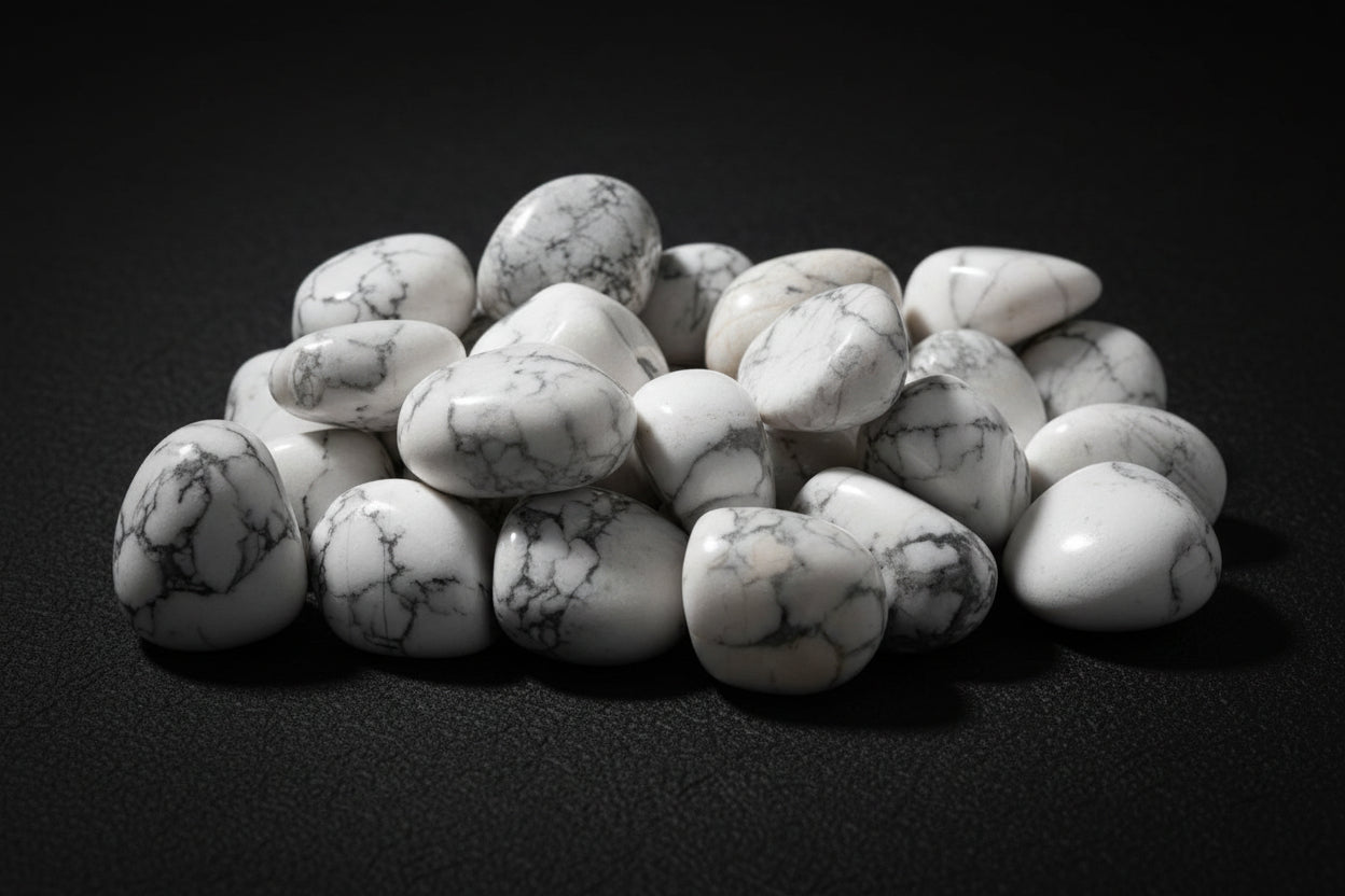 White and gray marbled stones on a white background