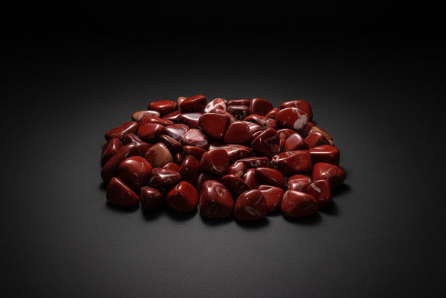 Close-up of red stones with a focus on texture and color.