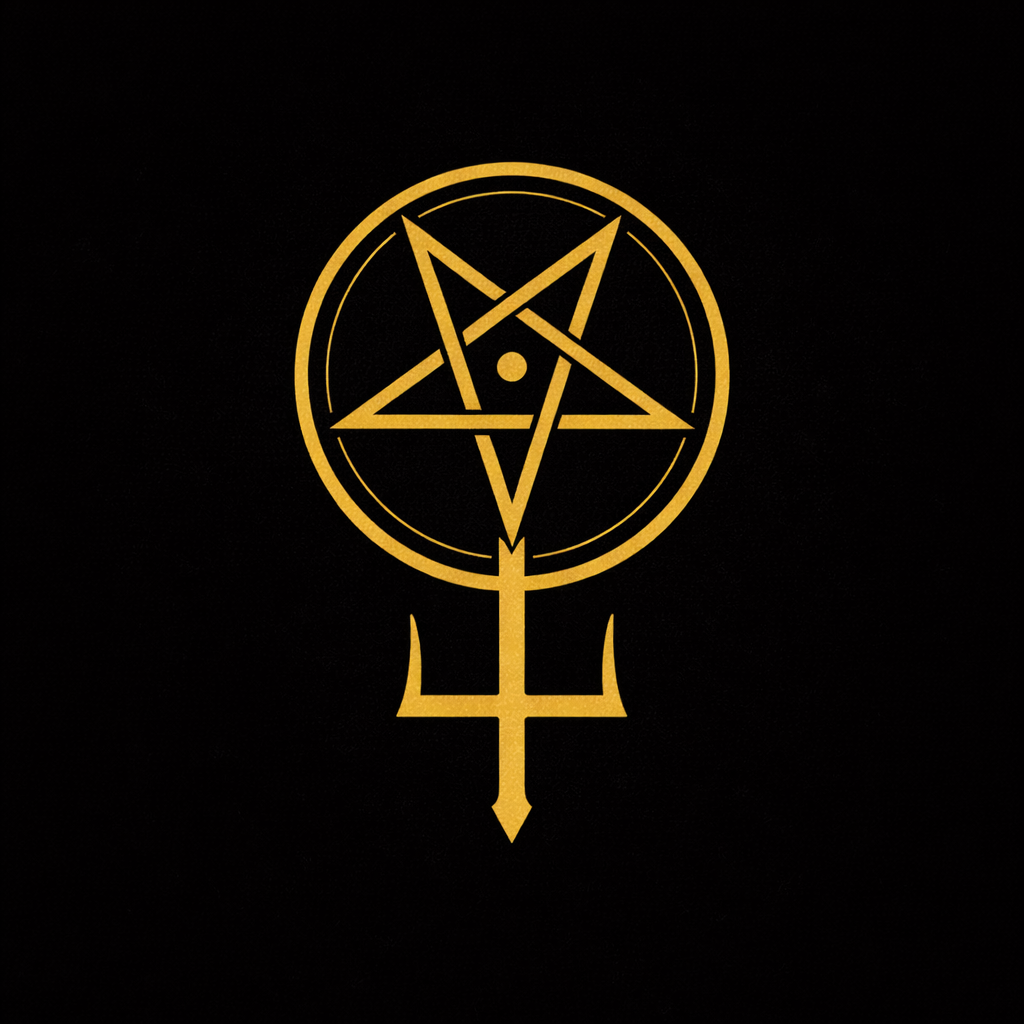 Symbolic non-theistic Satanic altar representing philosophy, autonomy, ritual psychodrama, and modern identity