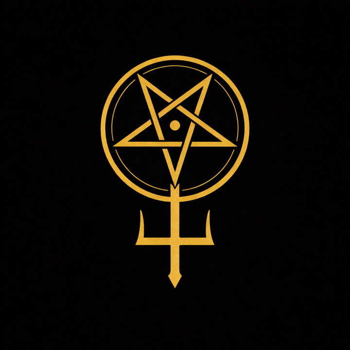 Symbolic non-theistic Satanic altar representing philosophy, autonomy, ritual psychodrama, and modern identity