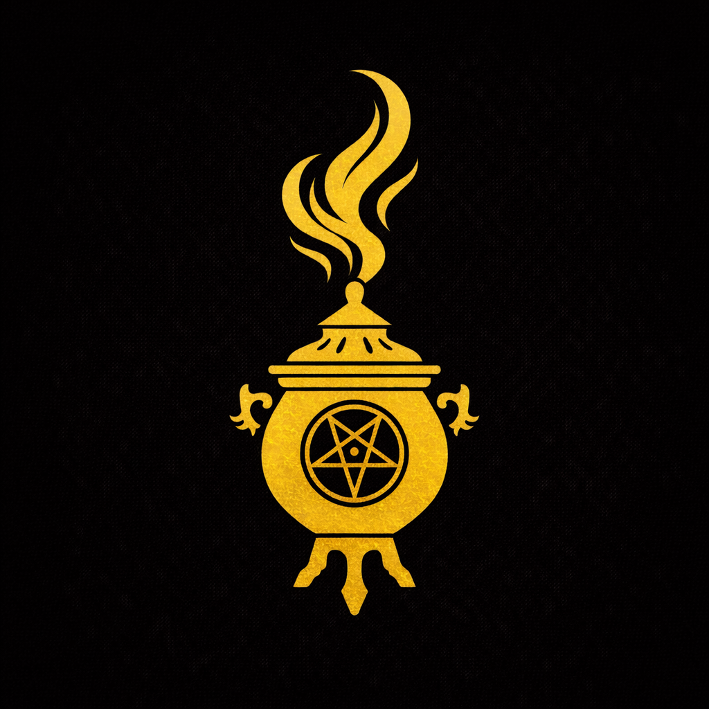 Incense, burner, altar candles, and ritual tools illustrating the symbolic use of incense in modern Satanism