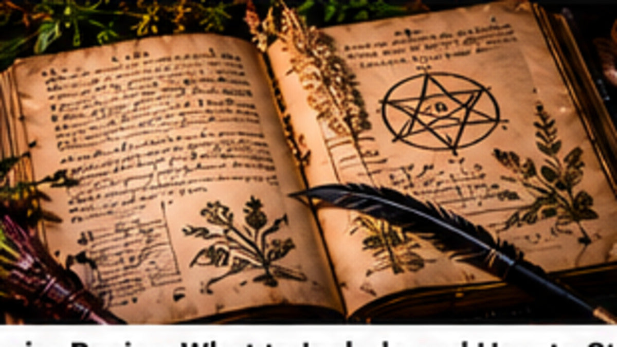 Closed occult study book and ritual materials representing initiation, community authority, context, and the meaning of a closed practice