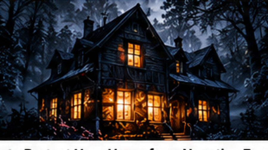 Protected household at night representing horseshoe folklore, luck, protection, orientation, and historical household use