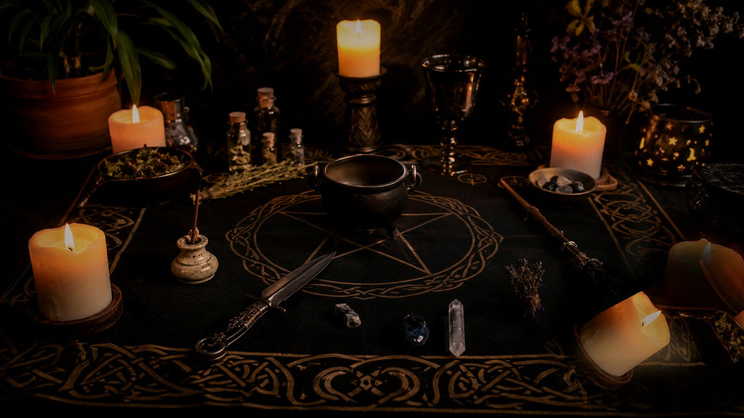 Disrupted candlelit ritual setup with a tipped candle representing unintended consequences and safer spell planning