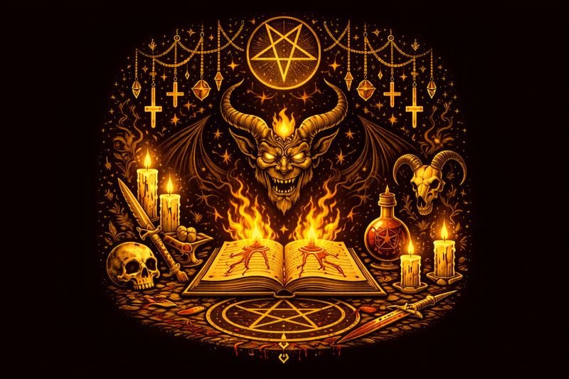 Illustration representing the study of Satanism and personal ethics