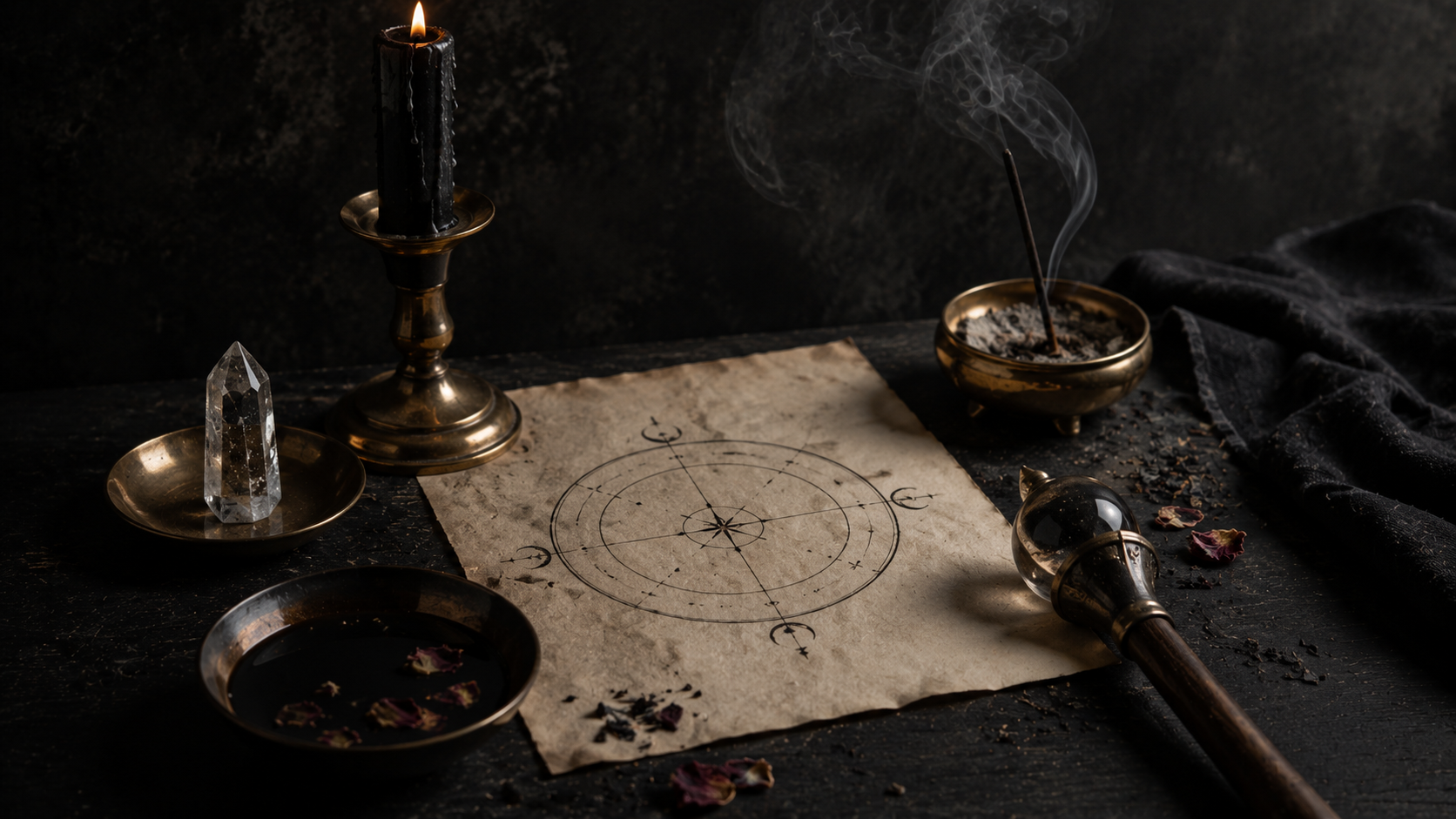 Personal sigil being charged through meditation, candlelight, sound, movement, and focused attention