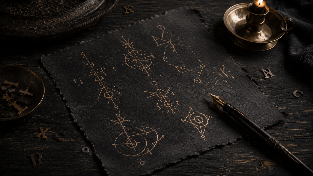 Sigil Forge Chaos Edition consonant board with reduced letters connected into an abstract personal sigil
