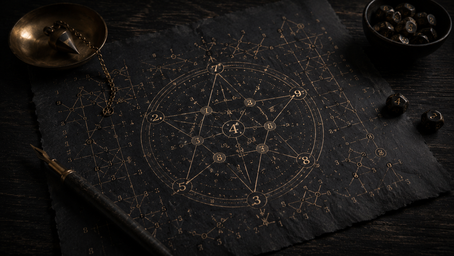 Sigil Forge Codex Discordia scrambled number board with a numeric sequence connected into a chaotic sigil