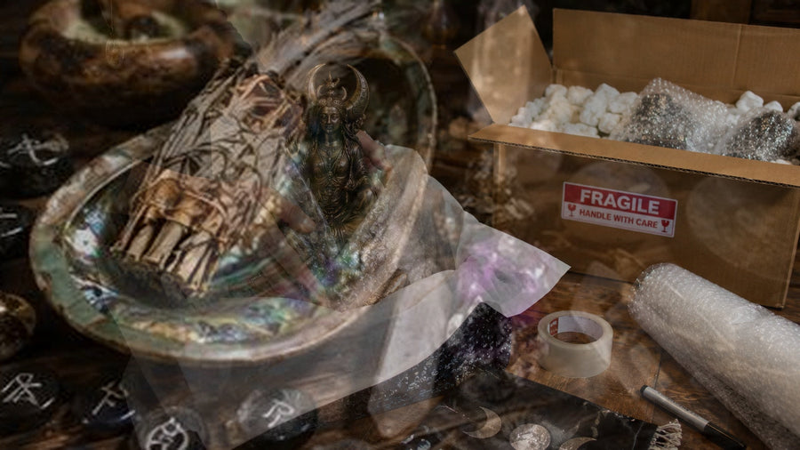 Ritual tools being sorted for respectful reuse, storage, or responsible disposal.