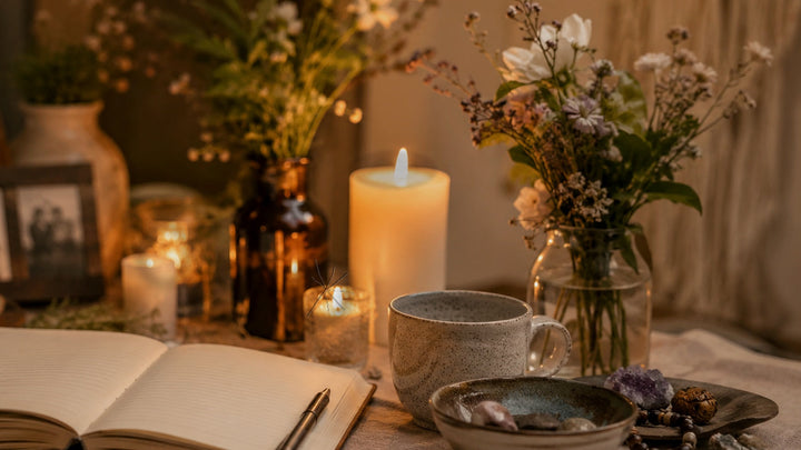 Ritual candles arranged in a cool, dry storage setting away from heat, dust, and open flame.
