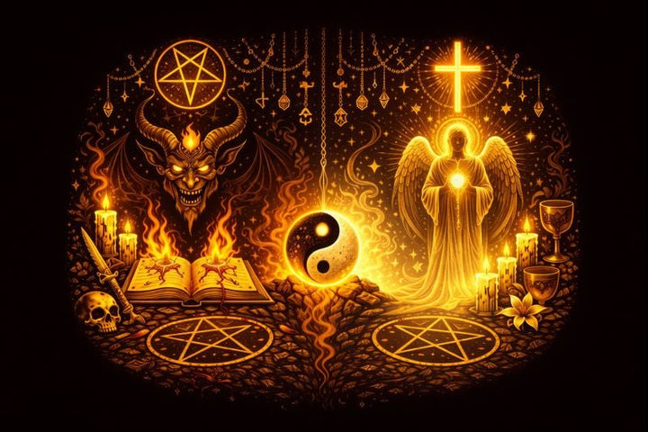 Two symbolic spiritual roads representing Left-Hand Path self-sovereignty and Right-Hand Path devotional union