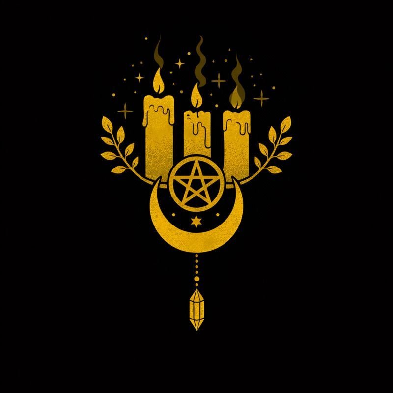 Beginner candle magic altar with colored ritual candles, stable holders, a written intention, and symbolic stones