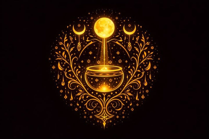 Jar of moon water placed beneath moonlight
