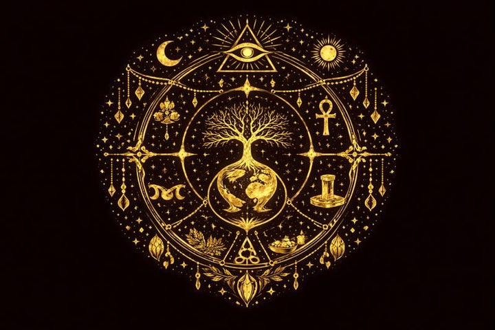 Celtic, Norse, Greek, Roman, Wiccan, and modern Pagan symbols within a sacred natural cosmos
