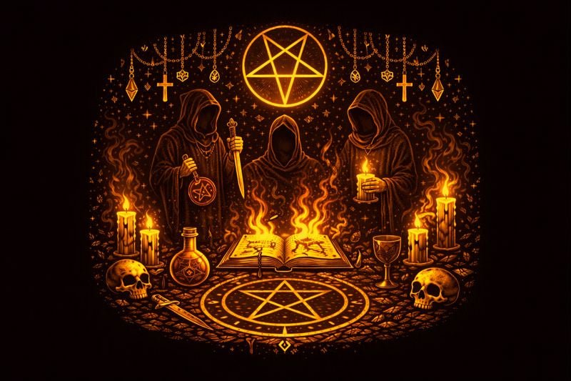 Symbolic altar for a beginner Satanic ritual practice