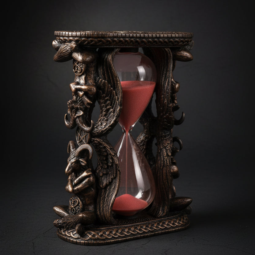 Baphomet ritual sand timer representing Baphomet gifts and occult decor