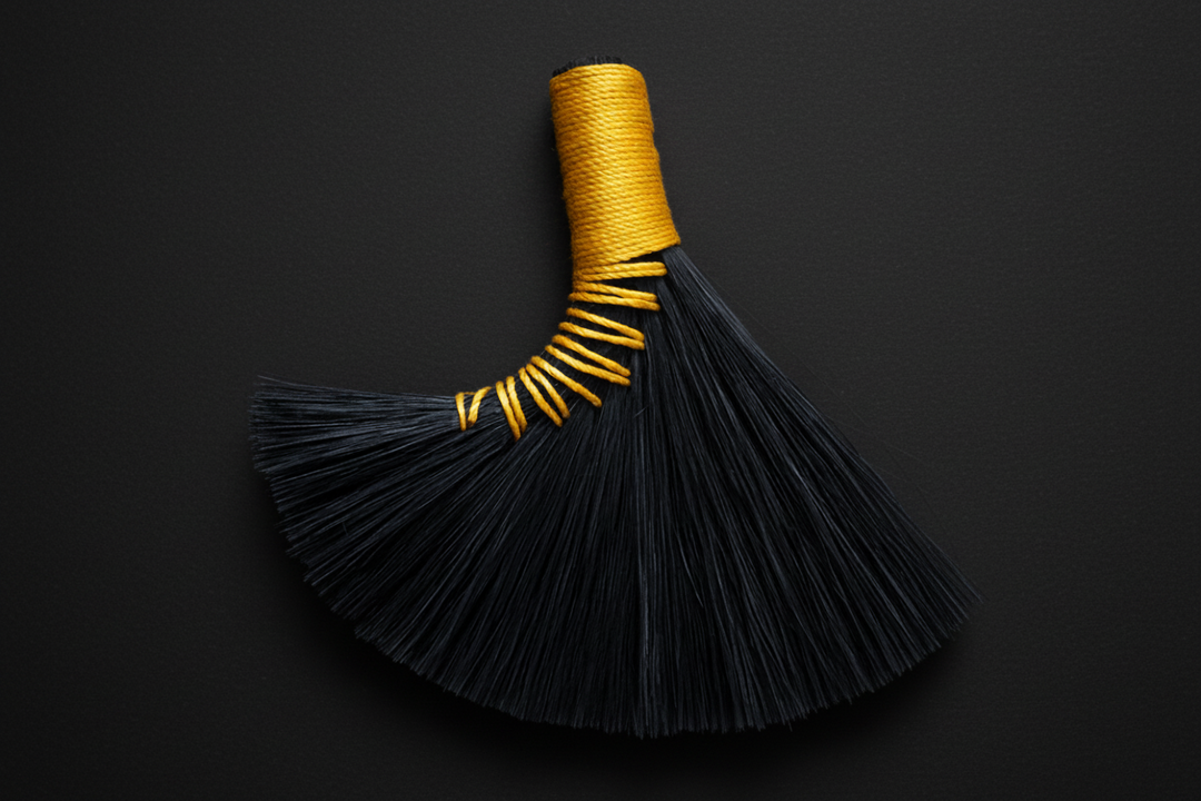 Handmade altar besom for ritual cleansing