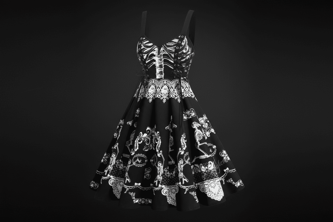 Skeleton lace-up gothic clearance dress