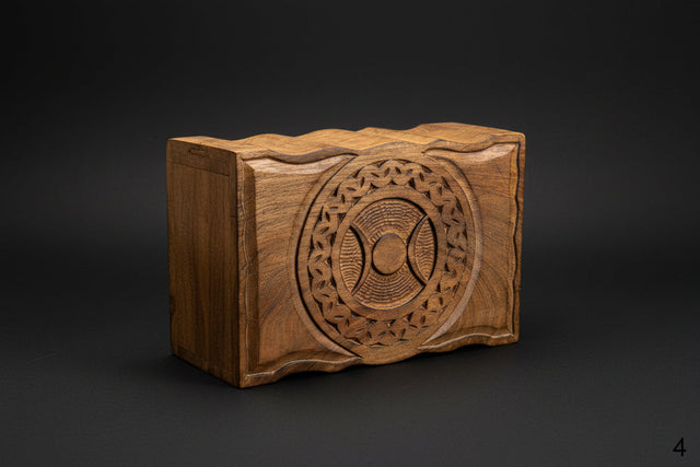 Triple Moon wooden altar box for ritual storage
