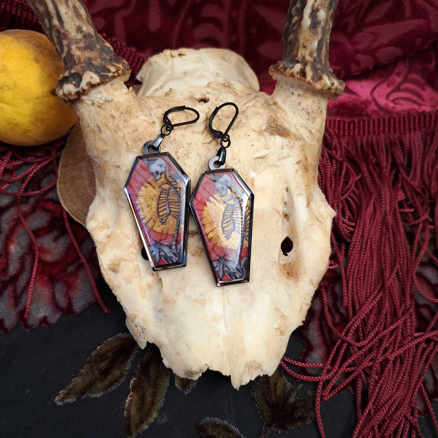 Skull and Savior in Black Earrings